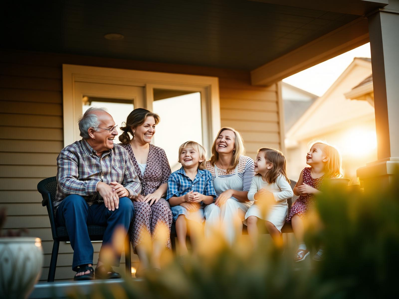Family enjoying time together on their porch